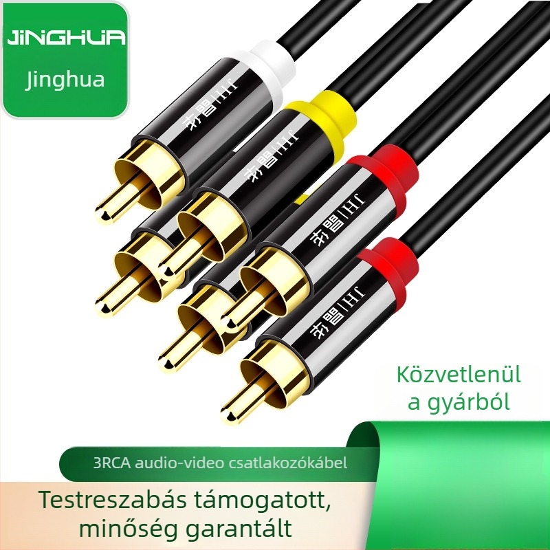 Jinghua ötvözet Lotus-fej Audio-Video-kábel DVD-lejátszóhoz és VCD-hez, aranyozott