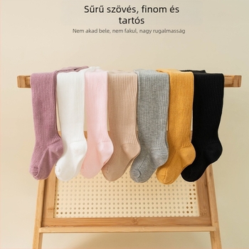 Fehér csíkos babaharisnyák lányoknak, tavasz–ősz, 1–3 éveseknek