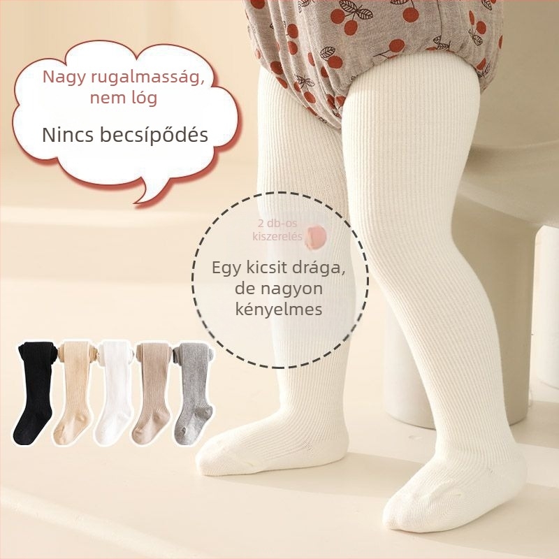 Fehér csíkos babaharisnyák lányoknak, tavasz–ősz, 1–3 éveseknek