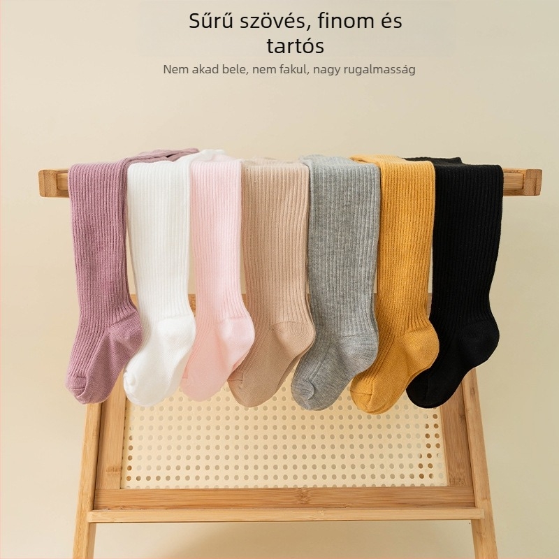 Fehér csíkos babaharisnyák lányoknak, tavasz–ősz, 1–3 éveseknek