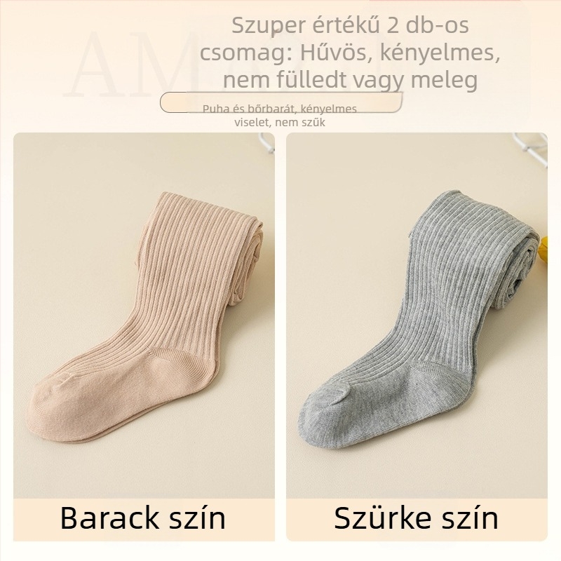 Fehér csíkos babaharisnyák lányoknak, tavasz–ősz, 1–3 éveseknek