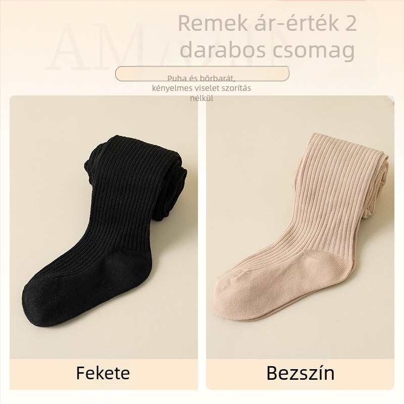 Fehér csíkos babaharisnyák lányoknak, tavasz–ősz, 1–3 éveseknek