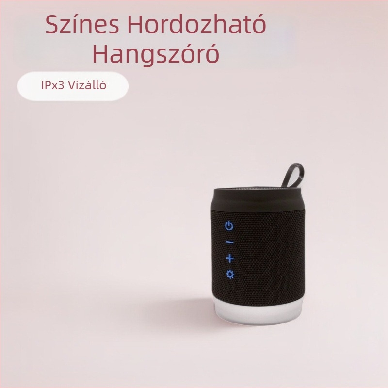Textil bevonat Bluetooth hangszóró színes környezeti világítással, kültéren hordozható, kompakt, vezeték nélküli