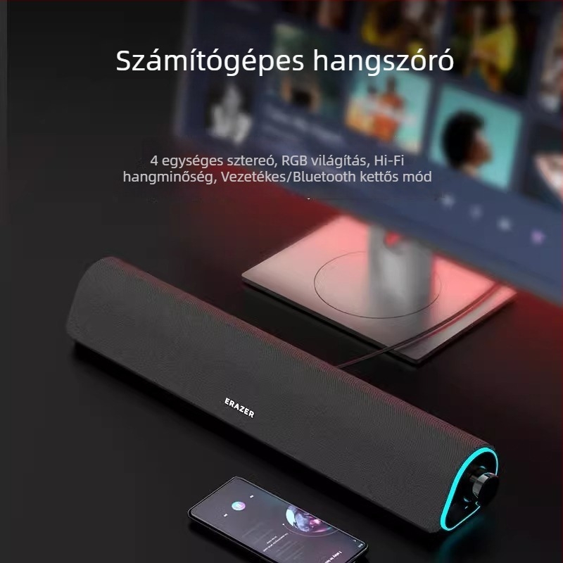 Lenovo kábeles Bluetooth asztali hangszórók, hosszúkás kialakítás, USB-tápellátás, otthoni használatra