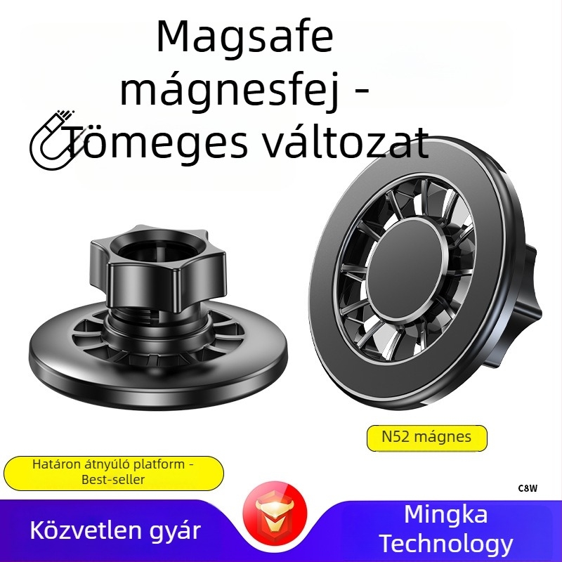 Mingka C8W MagSafe telefon mágnes fej, kör alakú magnet N52, erős magnet, 17 mm gömbfej autó tartó kiegészítő
