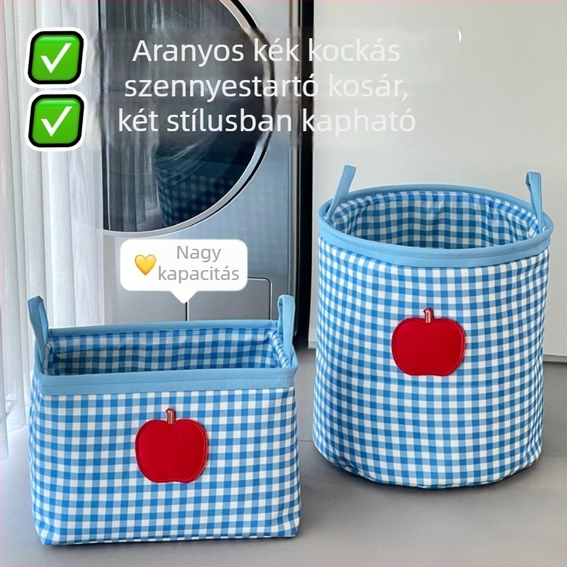 Mosdóhoz készült aranyos ruhaszennyes kosár, összecsukható, nagy kapacitású, háztartási használatra, pamut-len anyag