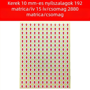 Körkörös piros nyíl öntapadós címke hibás termékek és rework jelöléséhez