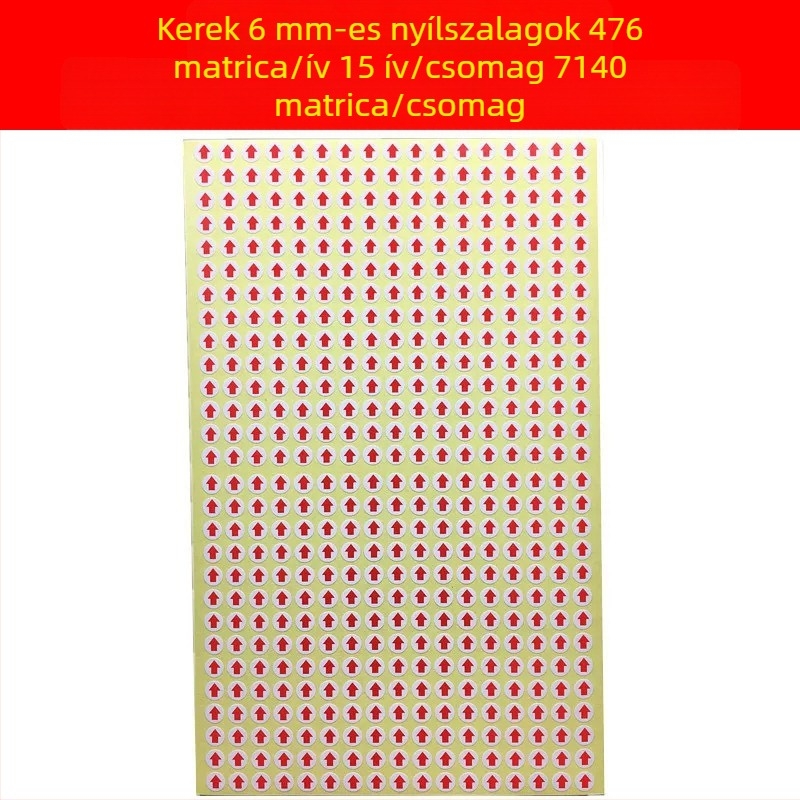 Körkörös piros nyíl öntapadós címke hibás termékek és rework jelöléséhez