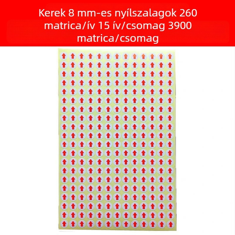 Körkörös piros nyíl öntapadós címke hibás termékek és rework jelöléséhez