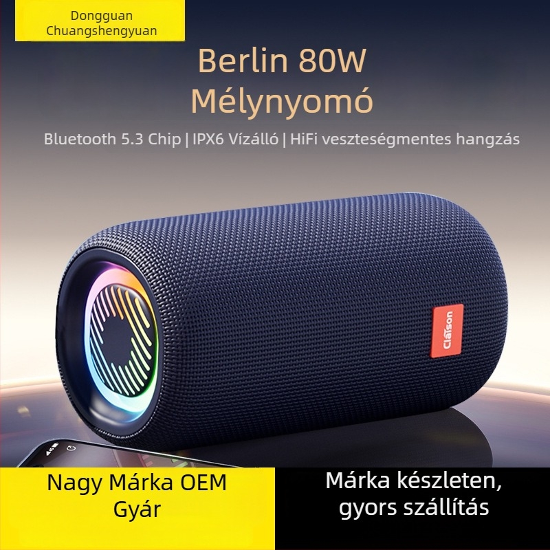 Claison T65 Bluetooth hangszóró – hordozható, kültéri használatra, erős hangzás és tiszta basszus, autóhoz is