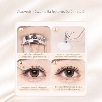 7 alakú műszempilla csipesz, arany tollas klippel – kezdőknek