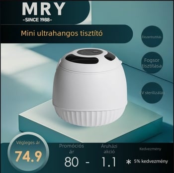 MRY ultrahangos tisztító, kompakt otthoni használatra, protézék és ékszerek tisztítására, 300 ml, 25 W, 45 kHz
