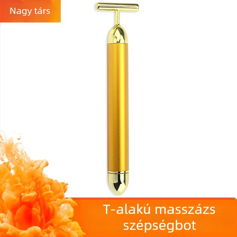 T-típusú 24K arany elektromos masszázspálca, V-arc formázáshoz és arcliftinghez