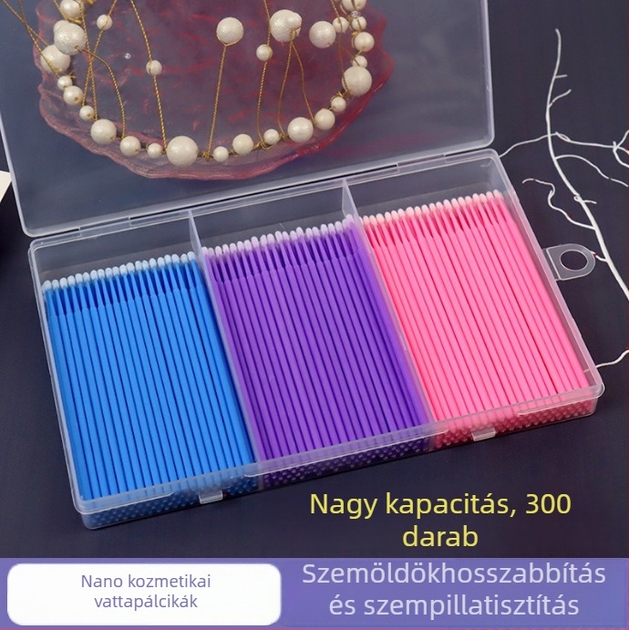 Dobozos nano vattapálcikák szempillák hosszabbításához és kozmetikai tetoválás tisztításához