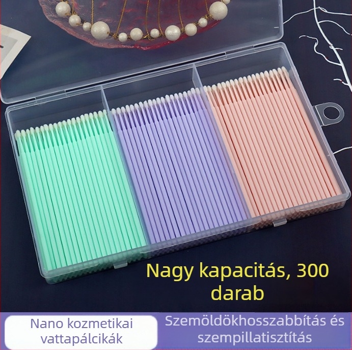 Dobozos nano vattapálcikák szempillák hosszabbításához és kozmetikai tetoválás tisztításához