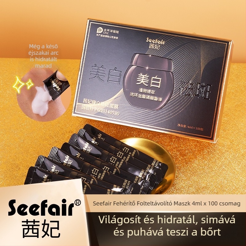Qianfei Fehérítő és szeplőeltávolító maszk – Felvihető fekete kötésű maszk, Éjszakai használat, öblítés nélkül, 100 darab