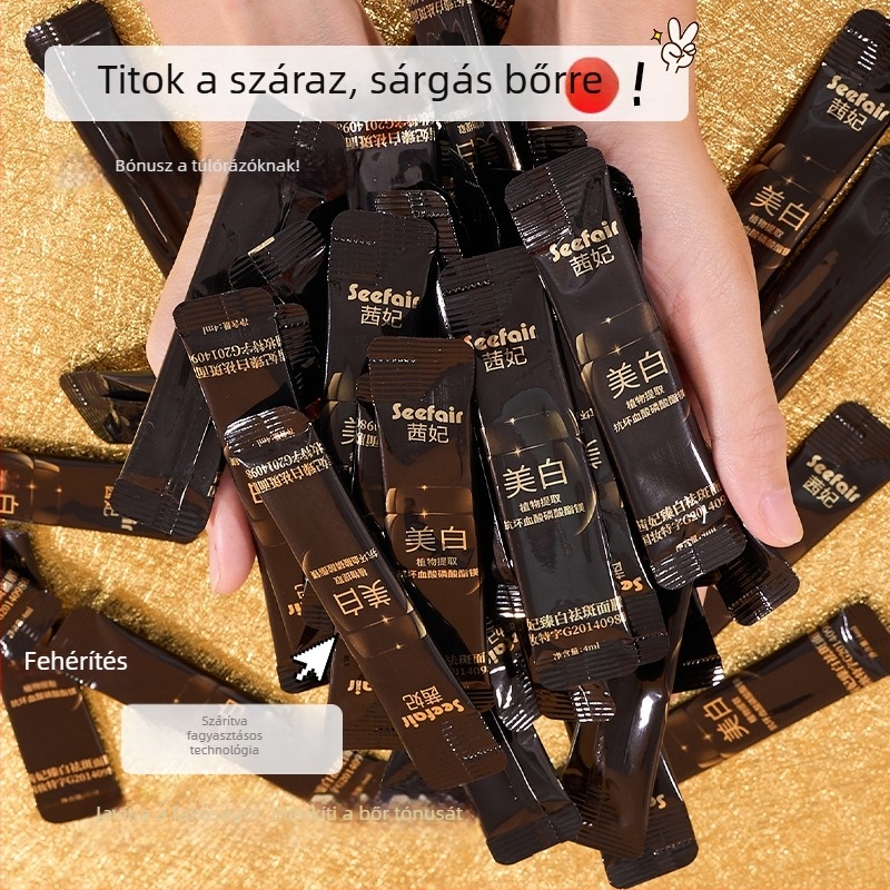 Qianfei Fehérítő és szeplőeltávolító maszk – Felvihető fekete kötésű maszk, Éjszakai használat, öblítés nélkül, 100 darab