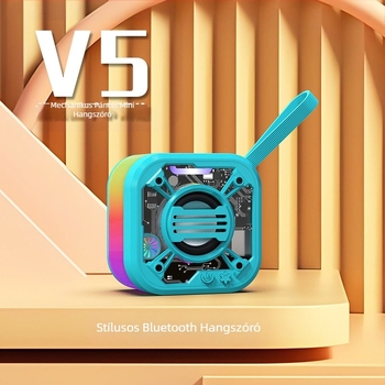 2025-ös új hordozható vezeték nélküli Bluetooth hangszóró átlátszó színes fényekkel és mecha dizájnnal, támogatja a TWS-t és TF-kártyát