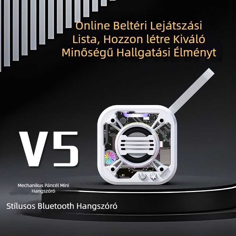 2025-ös új hordozható vezeték nélküli Bluetooth hangszóró átlátszó színes fényekkel és mecha dizájnnal, támogatja a TWS-t és TF-kártyát