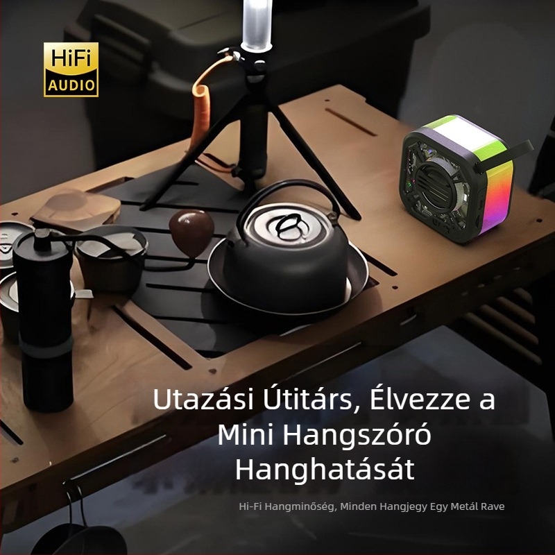 2025-ös új hordozható vezeték nélküli Bluetooth hangszóró átlátszó színes fényekkel és mecha dizájnnal, támogatja a TWS-t és TF-kártyát