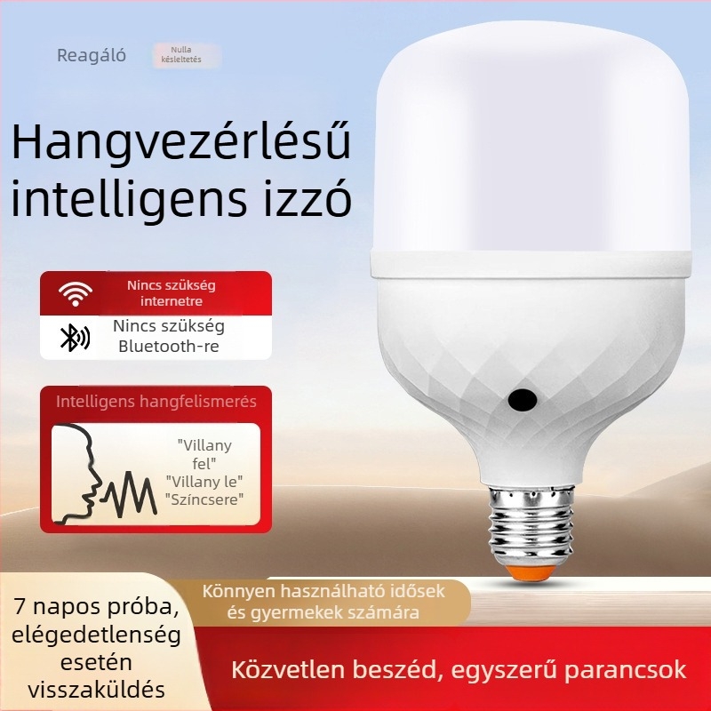 LED lámpa E27 alapú, offline hangvezérlés és távirányító