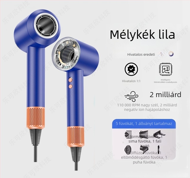 Hajszárító nagy sebességgel szalon és otthoni használatra, erőteljes légáramlás, negatív ionok és 1600 W