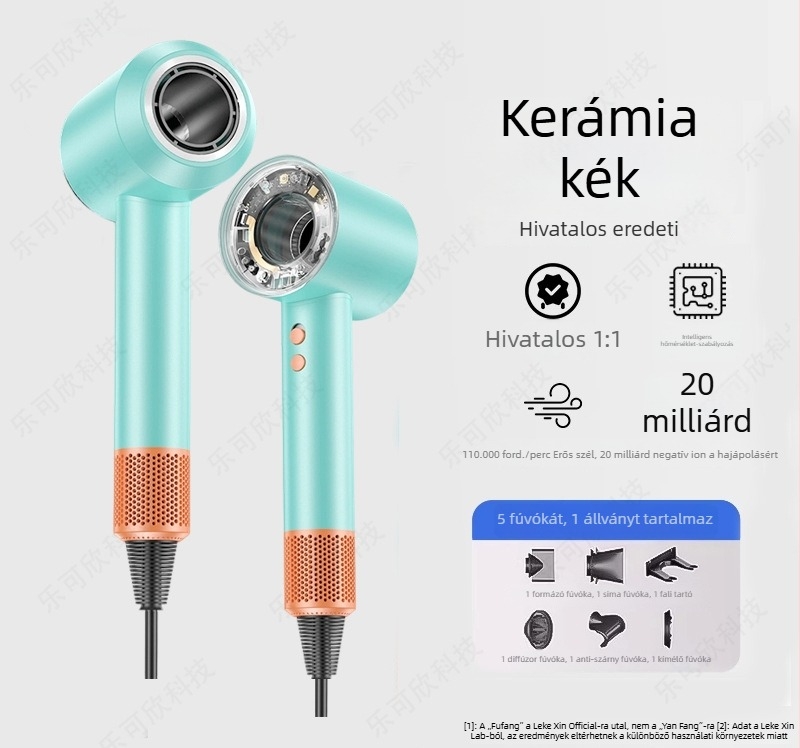 Hajszárító nagy sebességgel szalon és otthoni használatra, erőteljes légáramlás, negatív ionok és 1600 W