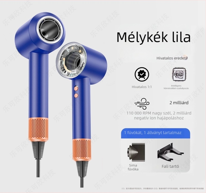 Hajszárító nagy sebességgel szalon és otthoni használatra, erőteljes légáramlás, negatív ionok és 1600 W