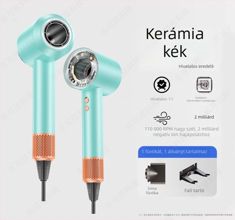 Hajszárító nagy sebességgel szalon és otthoni használatra, erőteljes légáramlás, negatív ionok és 1600 W