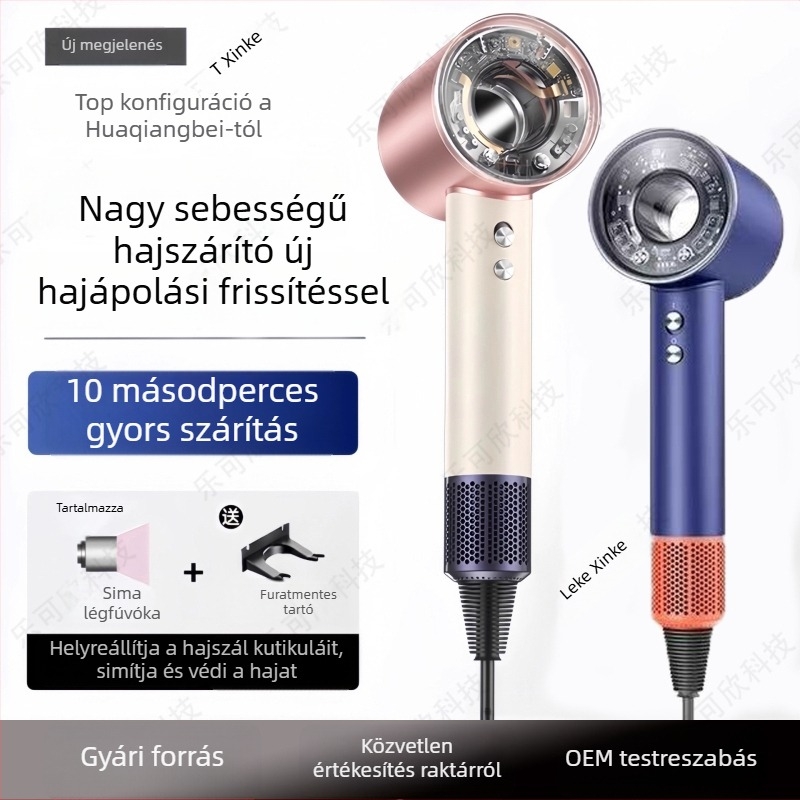 Hajszárító nagy sebességgel szalon és otthoni használatra, erőteljes légáramlás, negatív ionok és 1600 W