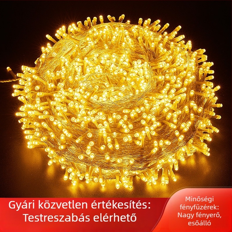 Kültéri LED füzér világítás – csillagos fények karácsonyi és esküvői díszítéshez, villogó effekt