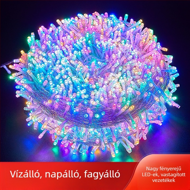 Kültéri LED füzér világítás – csillagos fények karácsonyi és esküvői díszítéshez, villogó effekt