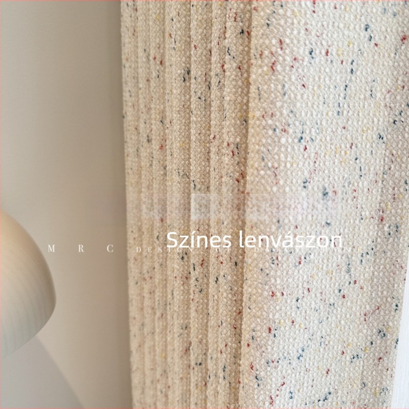 Chenille függönyanyag gyerekszobába, kétoldalas jacquard, krém szín, szivárványos csíkok és csillagok, modern minimalista stílus