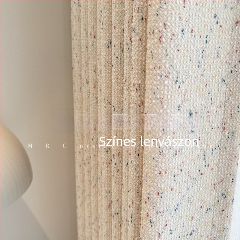 Chenille függönyanyag gyerekszobába, kétoldalas jacquard, krém szín, szivárványos csíkok és csillagok, modern minimalista stílus