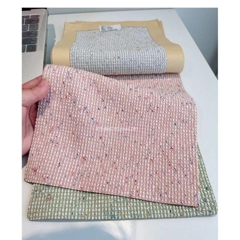 Chenille függönyanyag gyerekszobába, kétoldalas jacquard, krém szín, szivárványos csíkok és csillagok, modern minimalista stílus