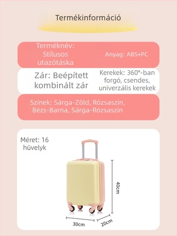 Koreai stílusú, 16 hüvelykes ABS kézitáska, kombinációs zár, hordozható utazótáska, logó nyomható