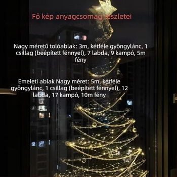 Karácsonyi nappali padlótól a plafonig érő ablakdísz — DIY karácsonyfadísz és hangulat-dekoráció
