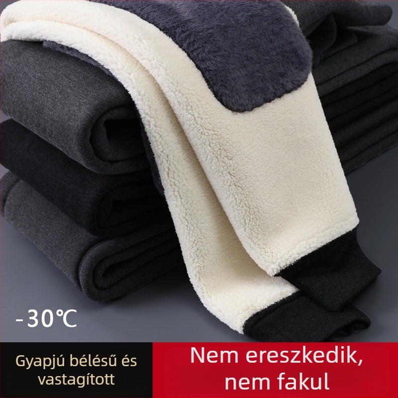 Férfi téli melegítő nadrág fleece béléssel, extra vastag, magas derekú