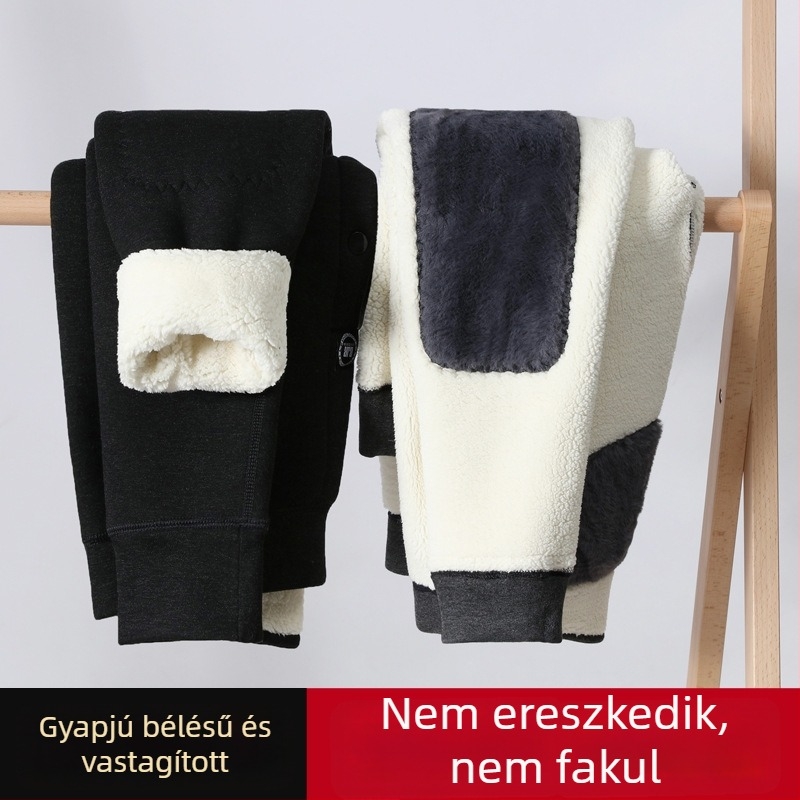 Férfi téli melegítő nadrág fleece béléssel, extra vastag, magas derekú