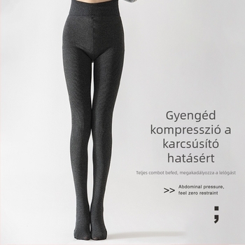 Pamut bordázott leggings ősz-télre, vastag fekete, plusz méret, karcsúsító