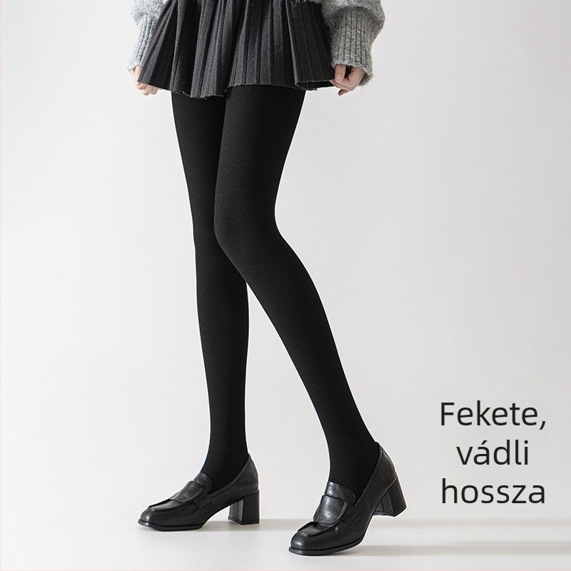 Pamut bordázott leggings ősz-télre, vastag fekete, plusz méret, karcsúsító