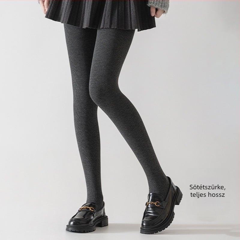 Pamut bordázott leggings ősz-télre, vastag fekete, plusz méret, karcsúsító