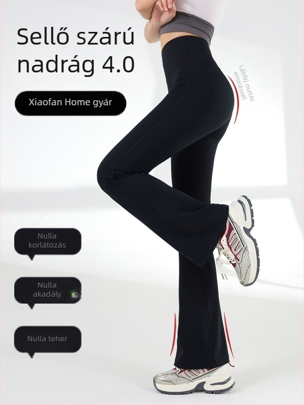 Női mikro-bővülő nadrág, könnyű nyári anyag, magas derék, sportos-casual stílus