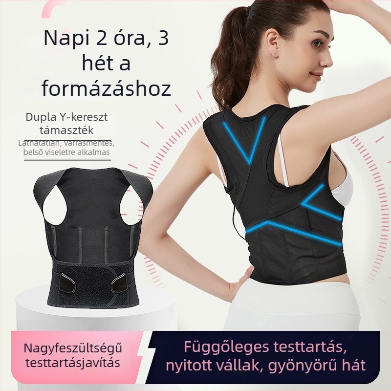Légáteresztő testtartás-korrekor férfiaknak és nőknek – nyitott vállú hátsó támasztó öv, modell U9