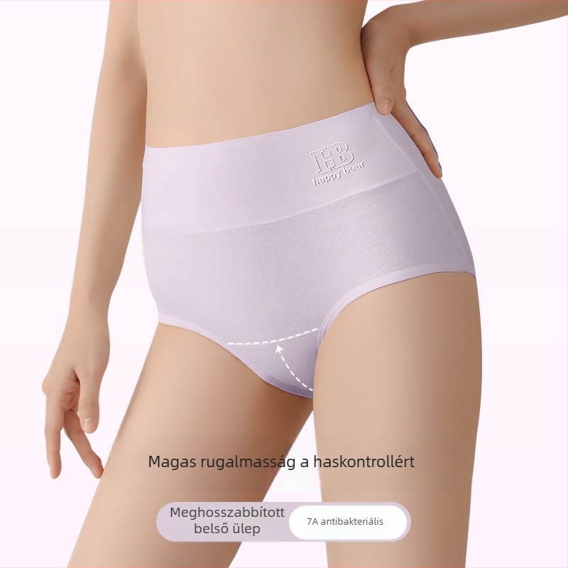 Női pamut magas derekú alsónemű hosszított ágyékkal, plusz méret, hasformázó és csípőemelő hatás, légáteresztő, bőrbarát