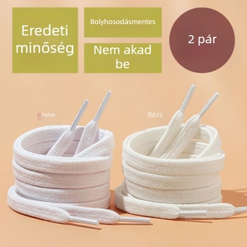 Fehér dupla rétegű lapos cipőfűzők, 1,2 m, sportcipőkhöz és vászoncipőkhöz, uniszex