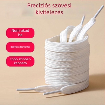 Fehér dupla rétegű lapos cipőfűzők, 1,2 m, sportcipőkhöz és vászoncipőkhöz, uniszex