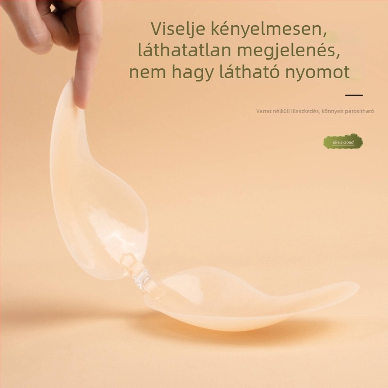 Egy darabos elülső csattal rendelkező szilikon melltapasz, varrat nélküli, vékony és láthatatlan, csúszásmentes, mangó alakú