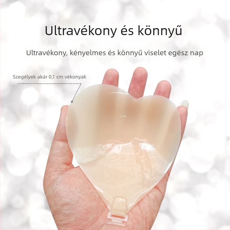 Szív alakú szilikon melltapasz, push-up hatással, láthatatlan, ultraviér, csúszásmentes fürdőruhához és menyasszonyi ruhához