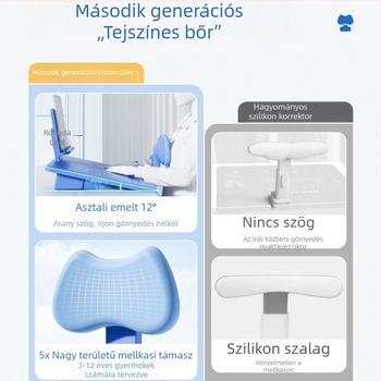 Testtartás-korrigáló ferde írófelülettel általános iskolás gyerekek számára, asztali íróasztal verzió